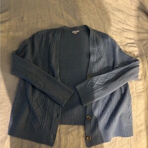 J. Jill Light Blue Cable Knit Cardigan
